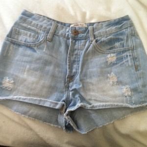 High waisted denim shorts