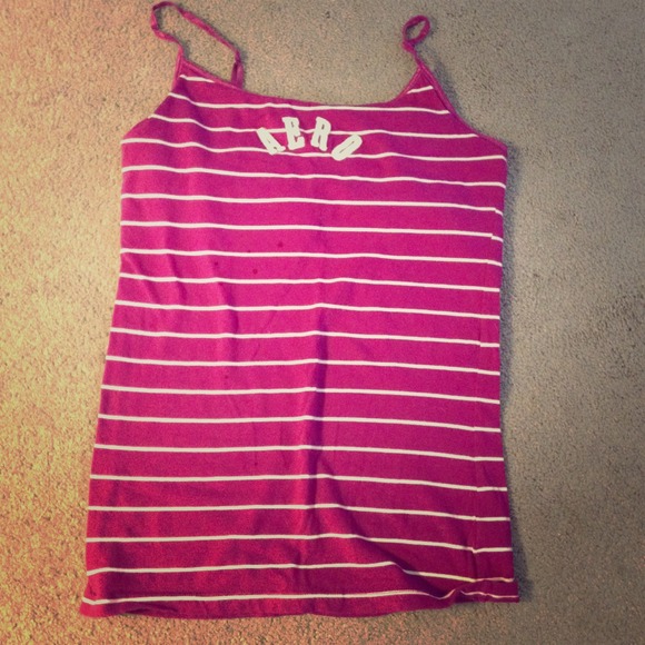 Pink and white striped Aeropostale camisole. (LG) - Picture 1 of 3