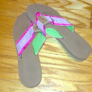 Eliza B. checkered flip flops