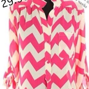 Pink and ivory chevron blouse