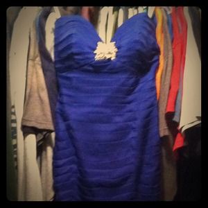 Navy blue elegant gown.