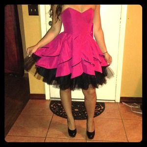Fuschia and Black Dress