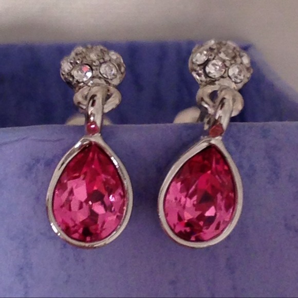 Pink jewel teardrop earrings with Rhinestone post
