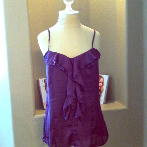 Purple polyester ruffled top