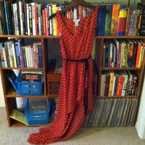 Dresses & Skirts - Bundle Red & White Polka Dot High Low Maxi Dress