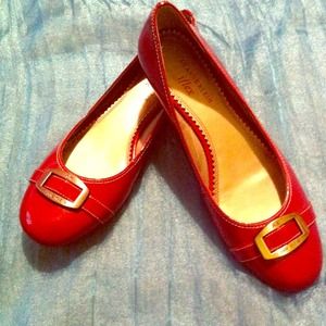 RESERVED Red Anne Klein Flats w/ Silver Buckle
