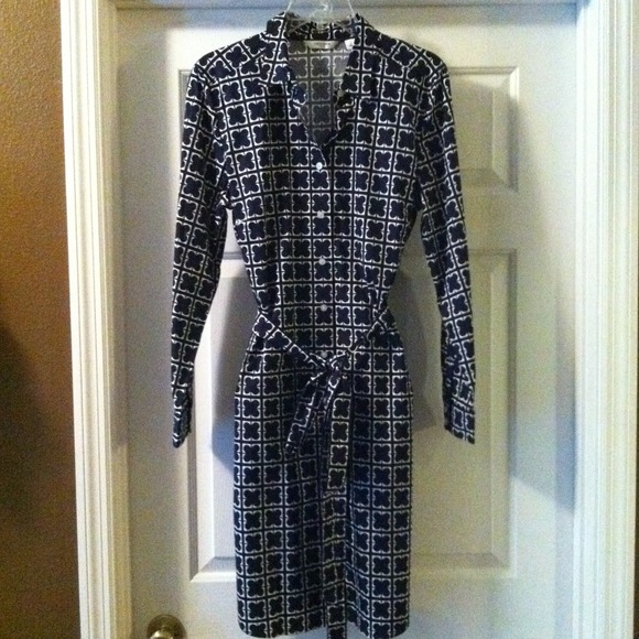 Navy & White Liz Claiborne Shirt Dress