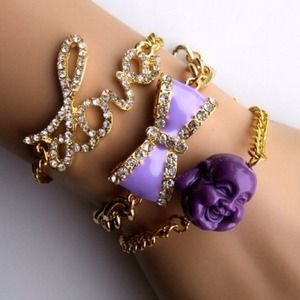 Love, Laugh, and Bow Bracelet Set