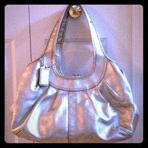 SOLD!!!! Fabulous & Fun Large Silver Coach tote!
