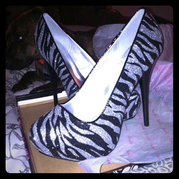 SOLD - Bundled - Zebra print glitter stilettos
