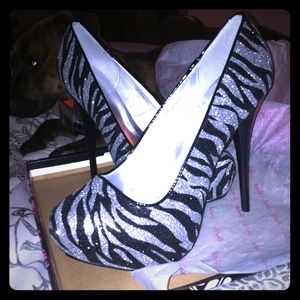 SOLD - Bundled - Zebra print glitter stilettos