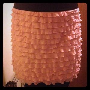 Express babydoll pink ruffled mini skirt