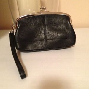 Black leather wristlet