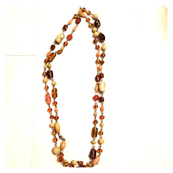 Long brown beaded necklace - Picture 1 of 1
