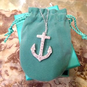 Real Silver Anchor Necklace w 10" Chain.