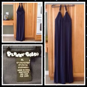 Planet Gold maxi halter neck dress.