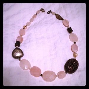 Pink quartz chunky statement necklace