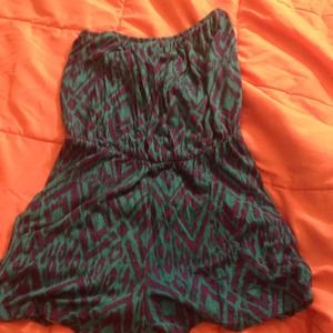 Blueish Greenish Romper with Purple Designs