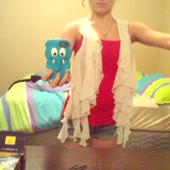 White frill and lace coverup