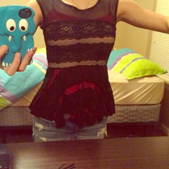 Black and Tan see through peplum