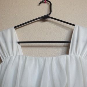 White satin dress.