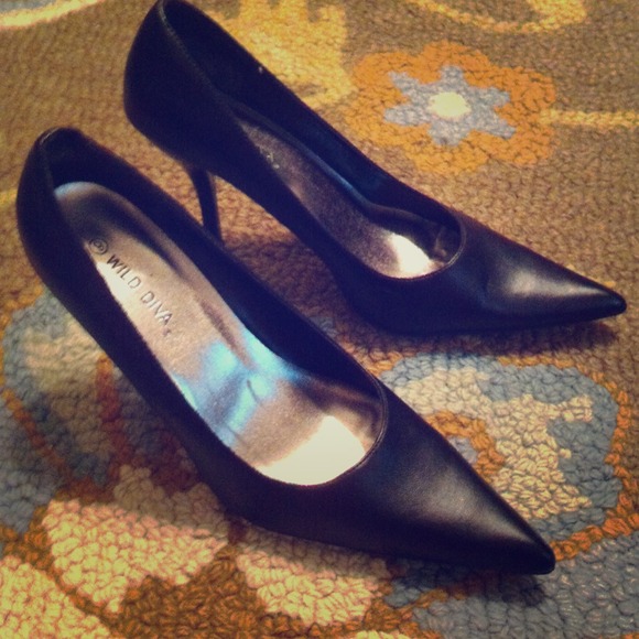 Black leather heels