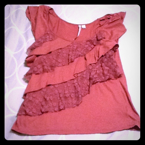 Lauren Conrad Rose Flowey Lace Top S