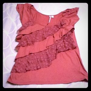 Lauren Conrad Rose Flowey Lace Top S