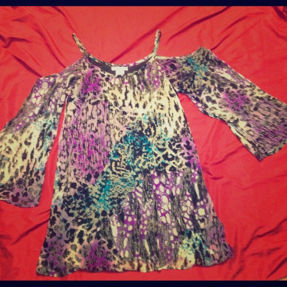 🚫RESERVED 🚫Chiffon Printed Cold Shoulder Dress