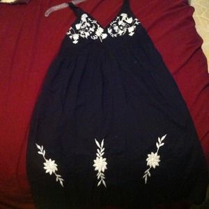 Black dress with white design