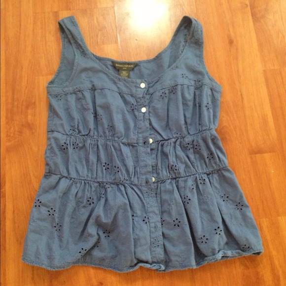 Blue Eyelet Banana Republic Tank Top