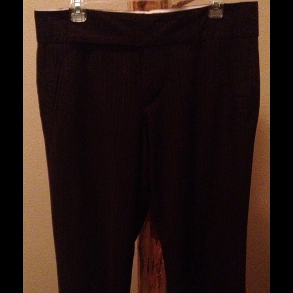 Old Navy slacks; dark brown pinstriped