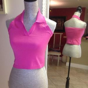 RESERVED🎀 Bebe Halter Top. Pink knit. Silky soft.