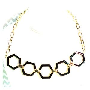 Gold & Black Hexagon Necklace