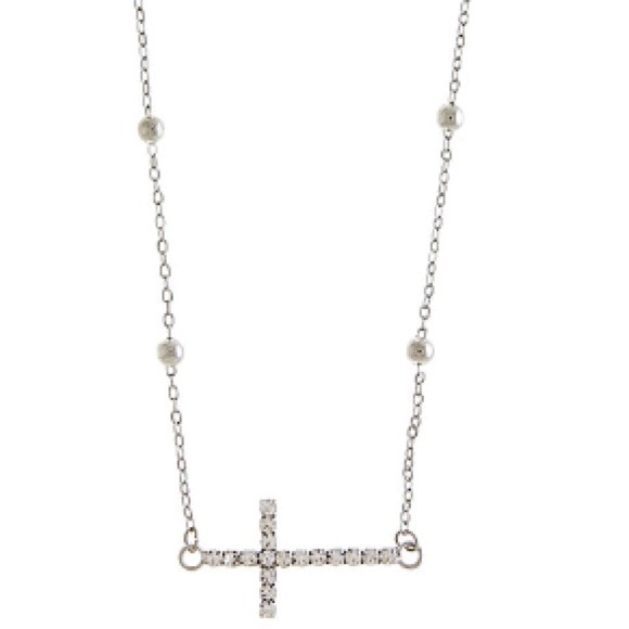Madison Rowe Jewelry - Side Cross Necklace (Silver)