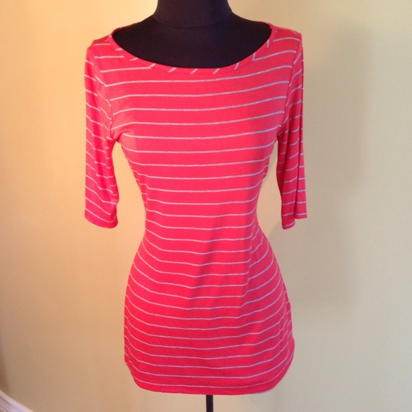 Coral Stripped Dress - Picture 1 of 1