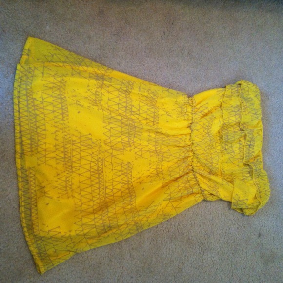 Yellow strapless open back dress