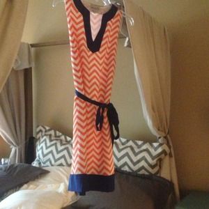 SOLD✔ Mud Pie Orange & Navy Game Day Dress