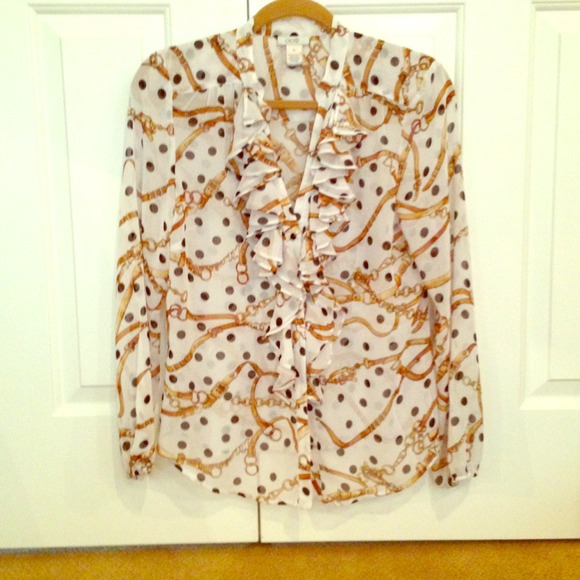 Brand new Cache sheer ruffle blouse.