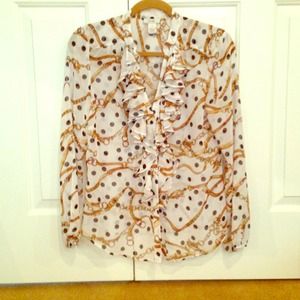 Brand new Cache sheer ruffle blouse.