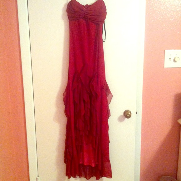 Red hi-low dress