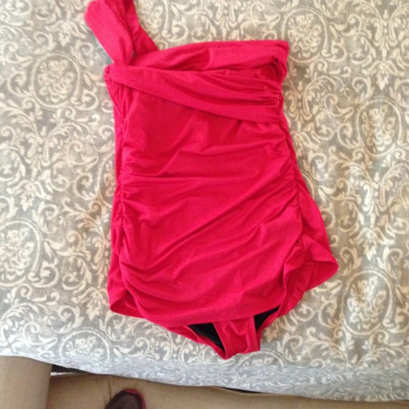 Hot red one piece swimsuit -size M