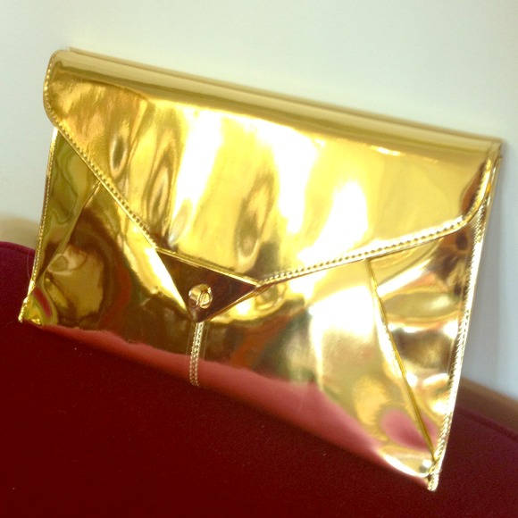 Metallic Gold Envelope Clutch - Picture 1 of 1