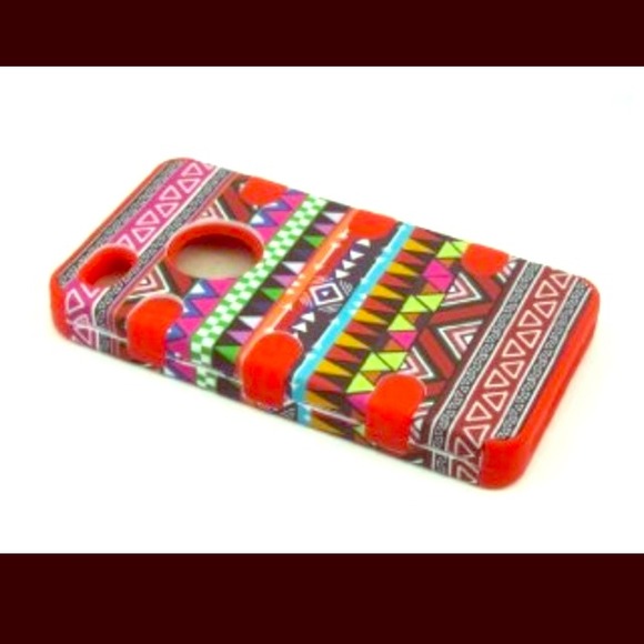 Red iPhone 4/4s tribal print hybrid case