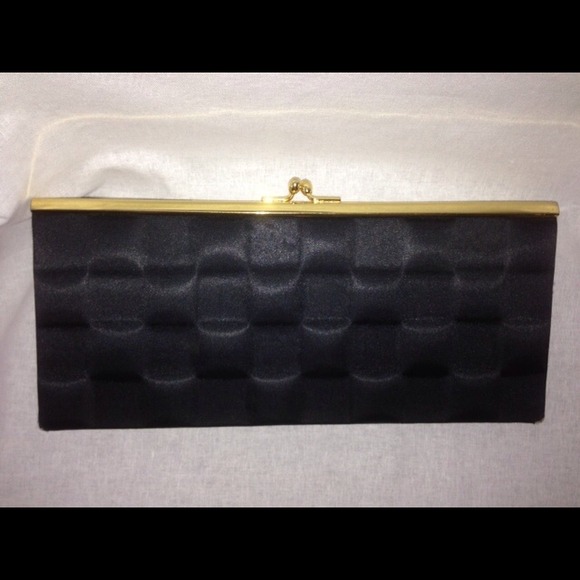 Black satin clutch