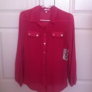 Juniors  hight low blouse fuchsia