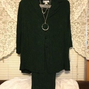 Dress Barn 3piece dark green pant suit