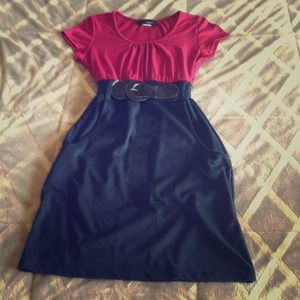 Hypnotik Maroon and Black Dress w/2 Belts