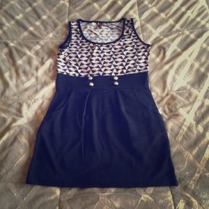 Beige and Black Triangle Print Mini Dress