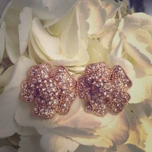 Rose gold earrings with rise gold stones